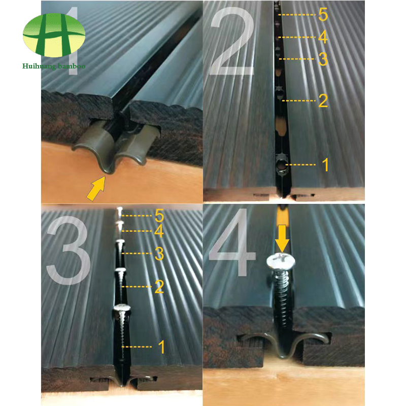 Selkeä kynsien liitos, raskas bambulattia