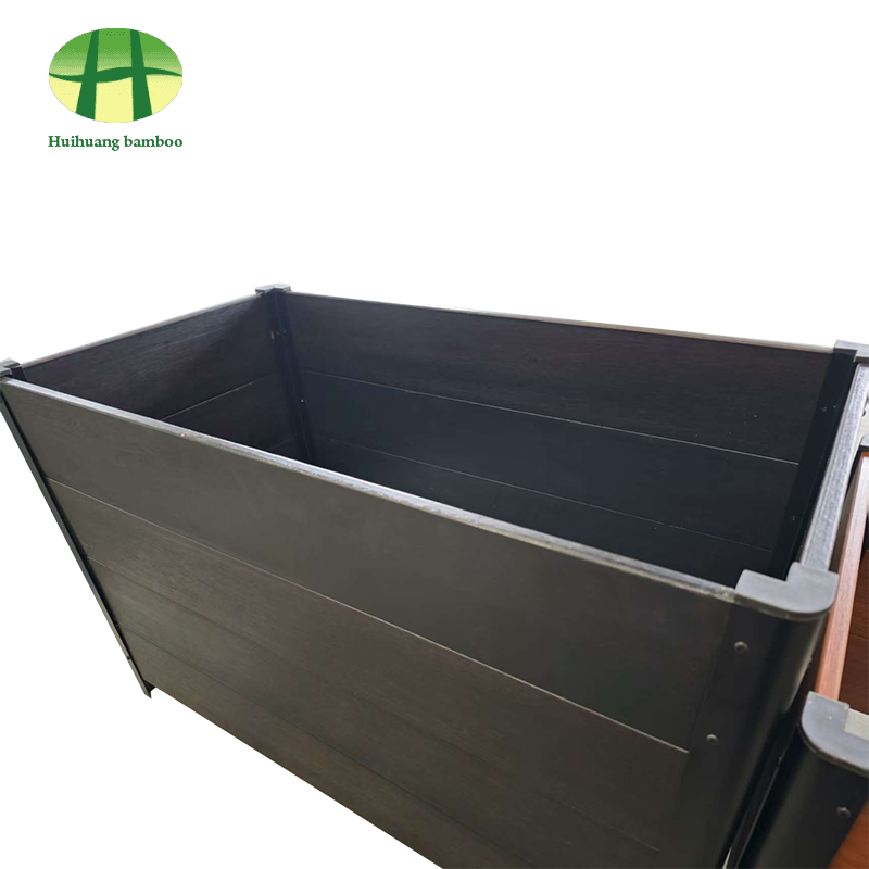 Ulkona säänkestävä bambuistutinkomposiittipuinen istutuslaatikko Ulkona säänkestävä bambuistutinkomposiittipuinen istutuslaatikko